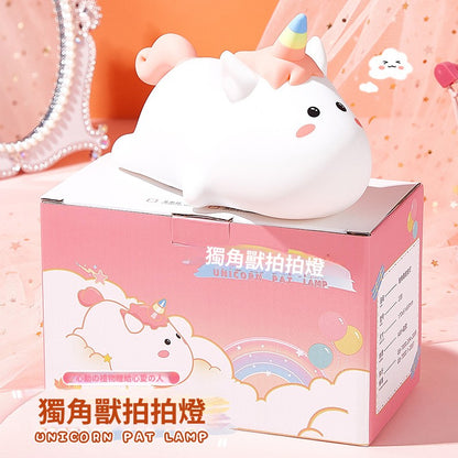 獨角獸兒童夜燈    感應房間牀頭usb充電  卡通彩虹獨角獸夜燈  禮物