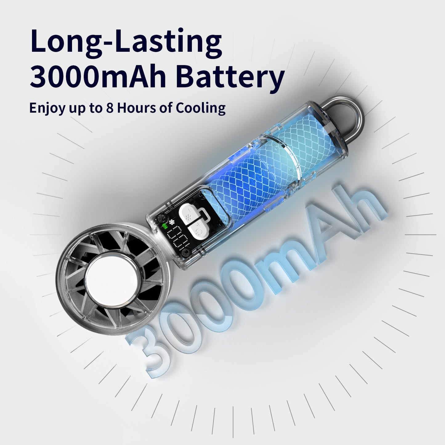 Handheld Cooling Fan: Digital Display & Portable Hook—Your Summer On-the-Go Ice-Cool Companion